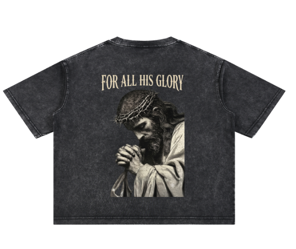 FOR ALL HIS GLORY oversized washed black shirt
