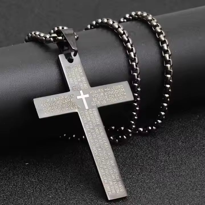 24 inch black cross necklace